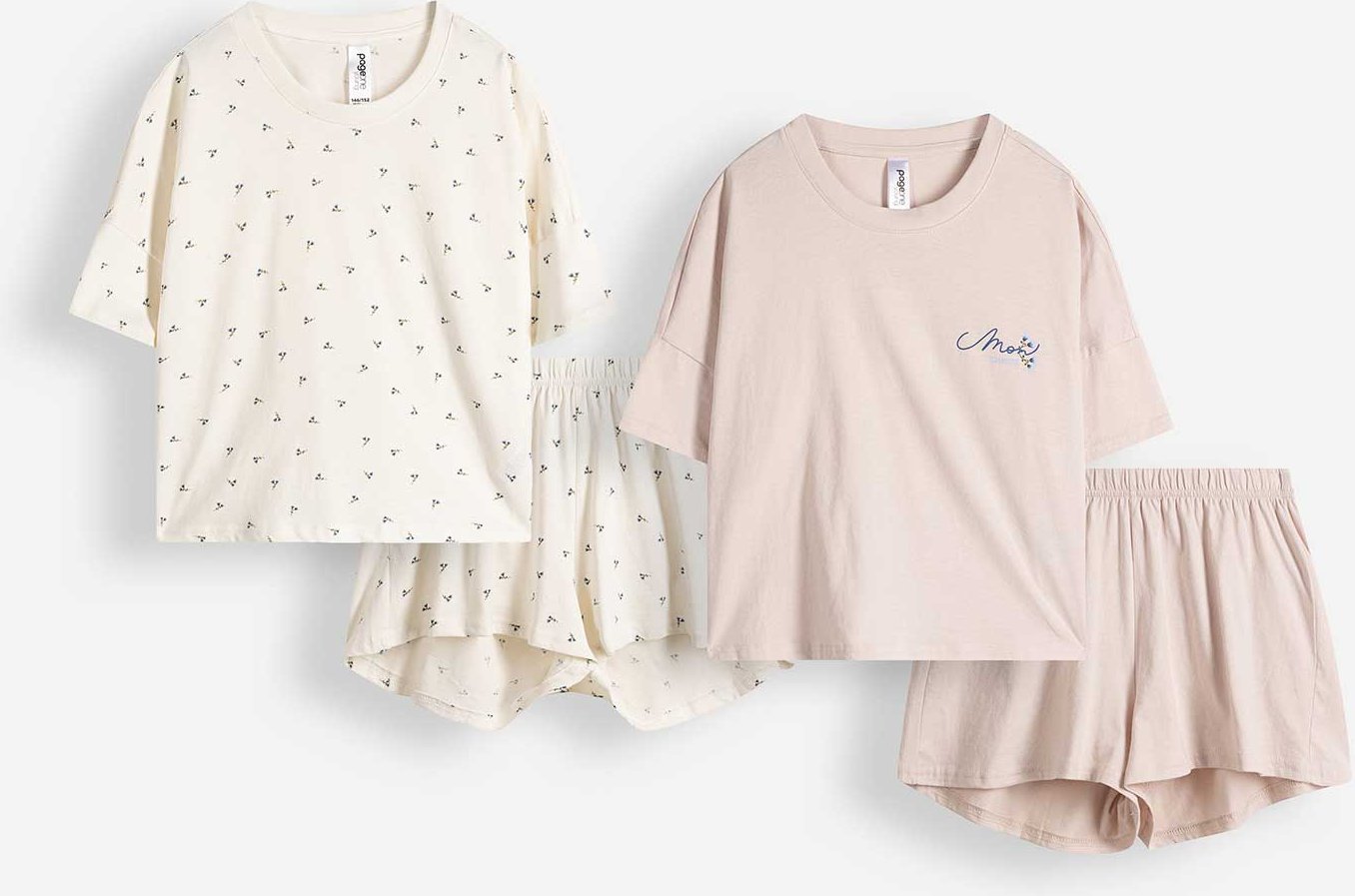 Pyjama Set aus Shirt und Shorts - 2er-Pack - bronzefarben