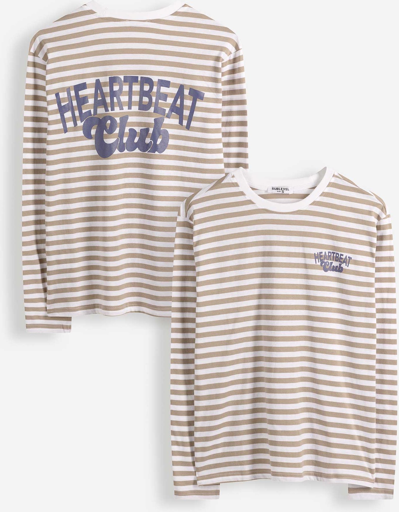 Langarmshirt - Streifen - hellbraun