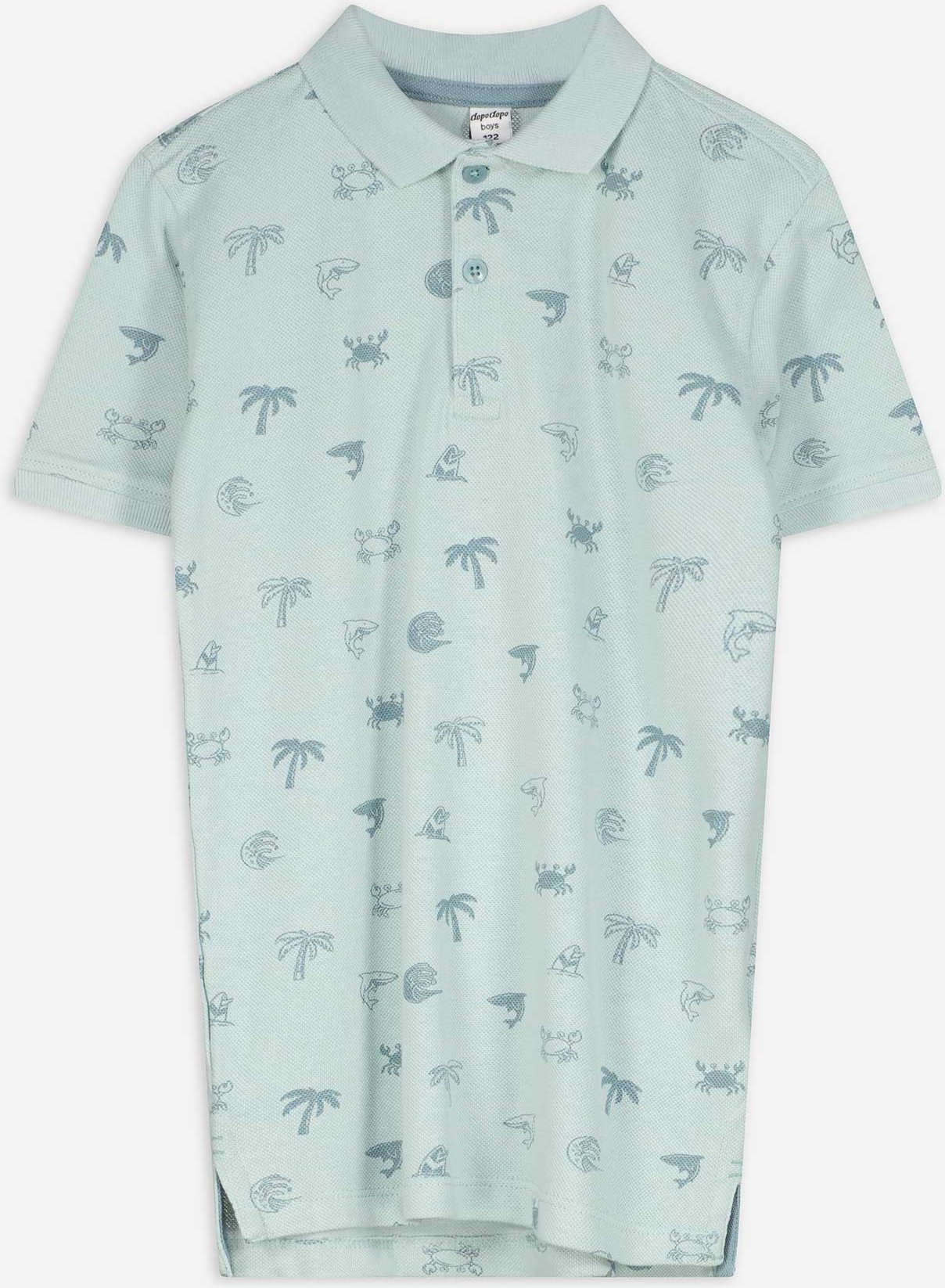 Poloshirt - Allover-Print - türkis