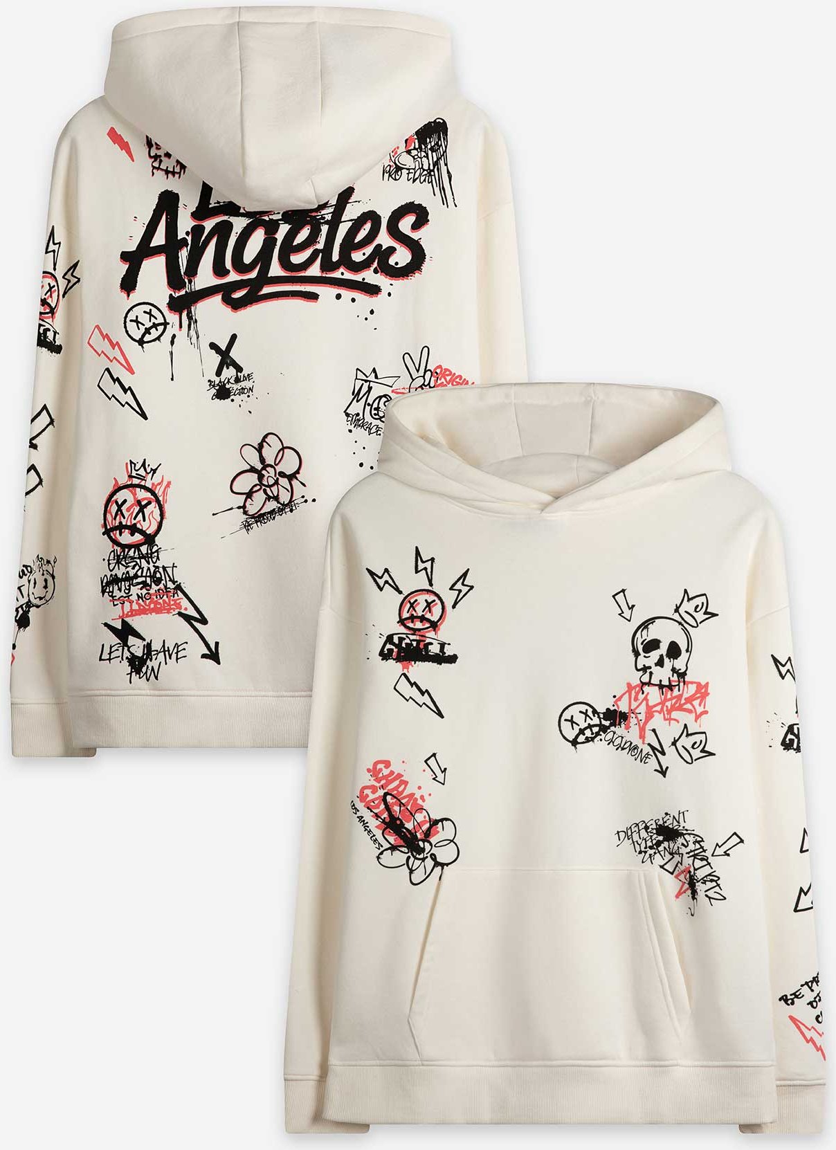 Sweatshirt - Allover-Print - weiß