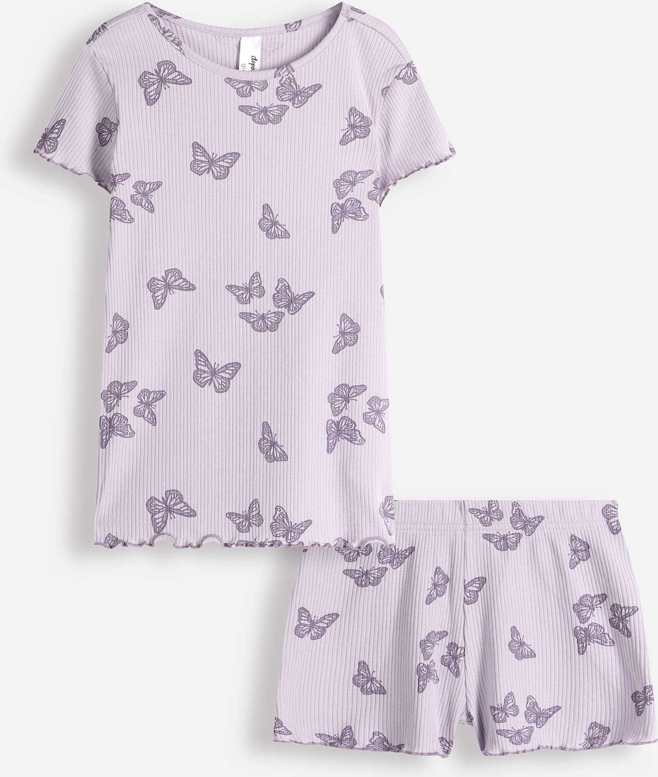 Pyjama Set aus Shirt und Shorts - Allover-Muster - lila