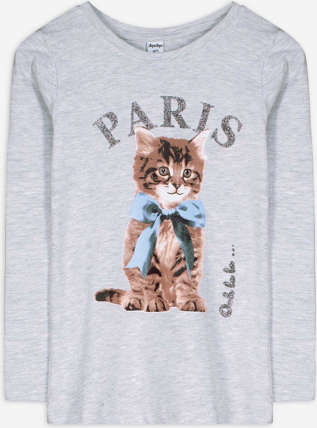 Langarmshirt - Baumwolle - hellgrau