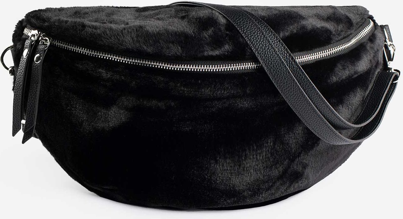 Umhängetasche - Kunstfell - schwarz
