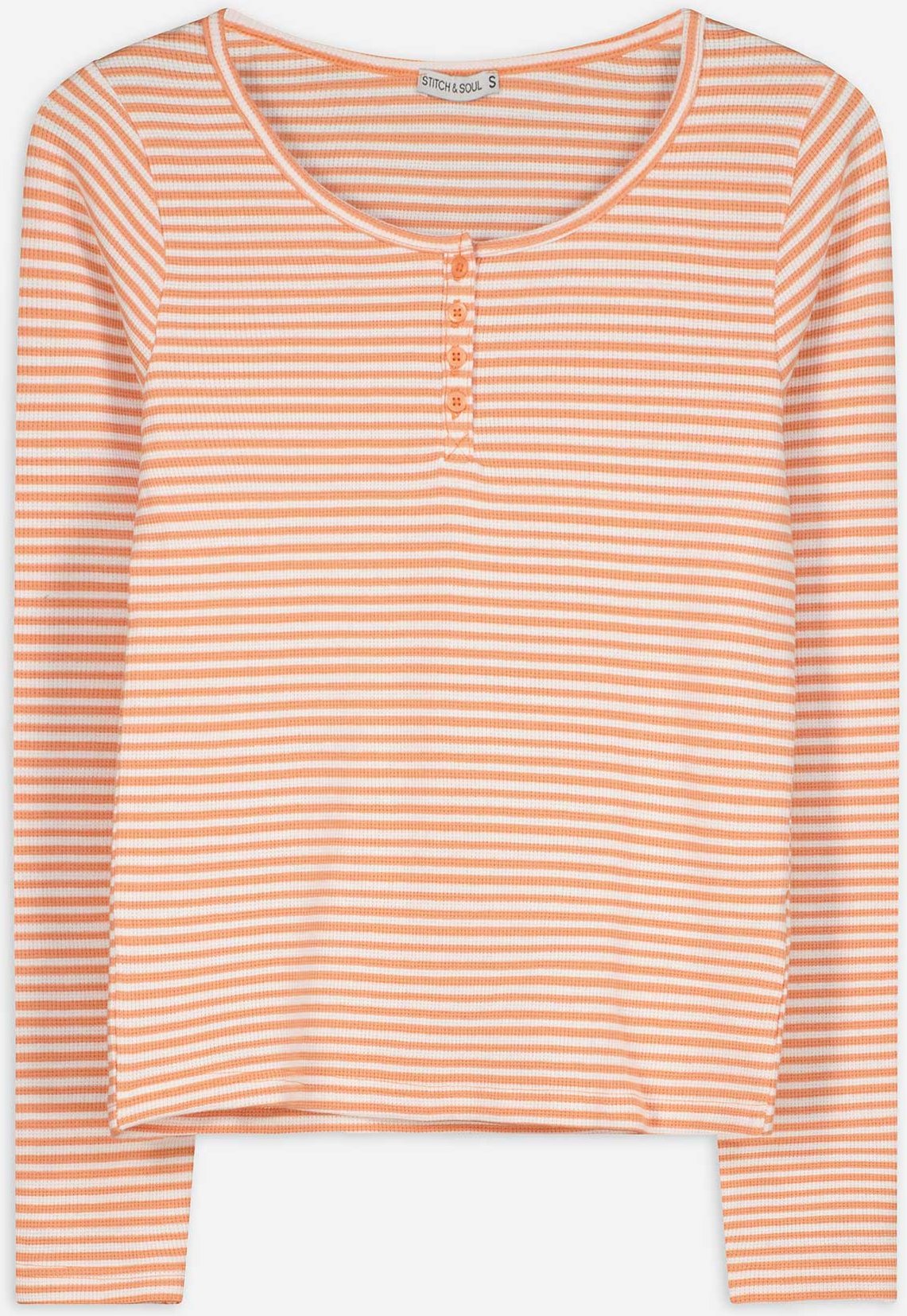 Langarmshirt - Rippenstruktur - orange