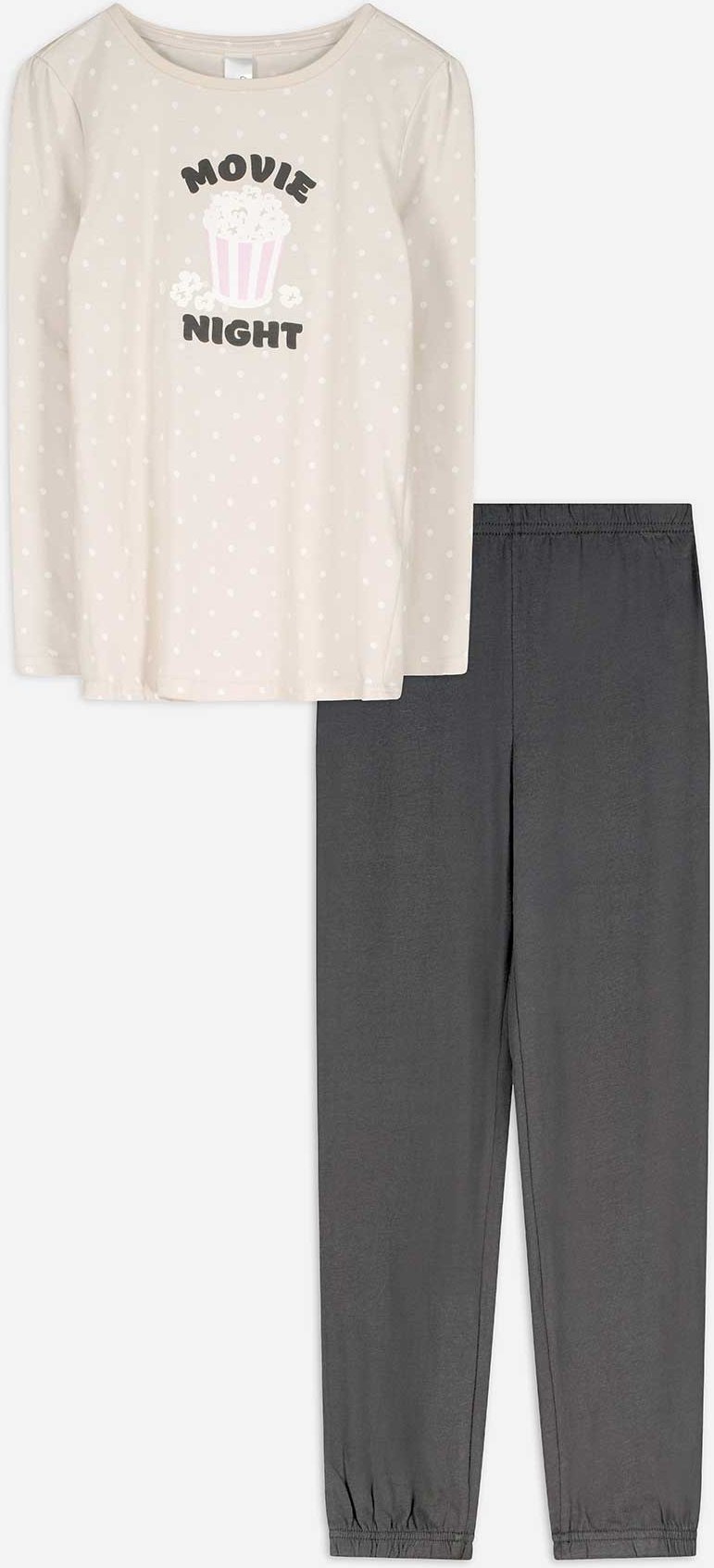 Thumbnail - Pyjama Set aus Shirt und Hose - Mustermix - bronzefarben