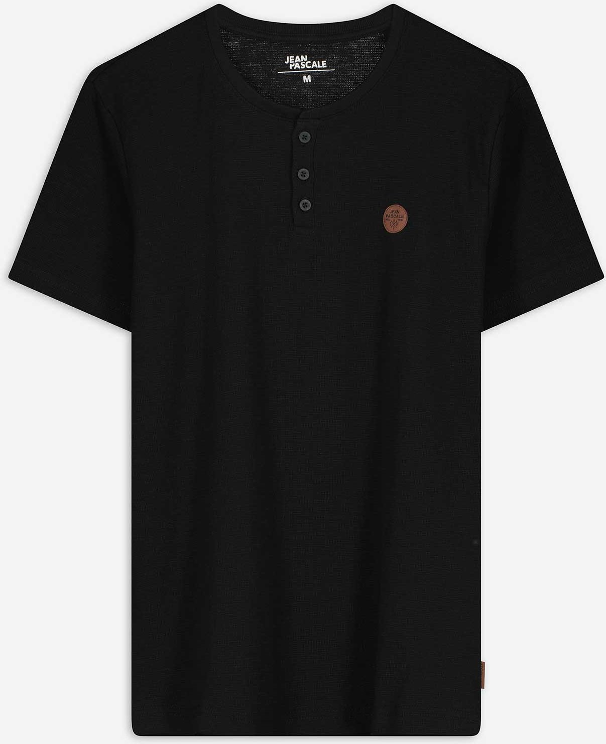 T-Shirt - Knopfleiste - schwarz