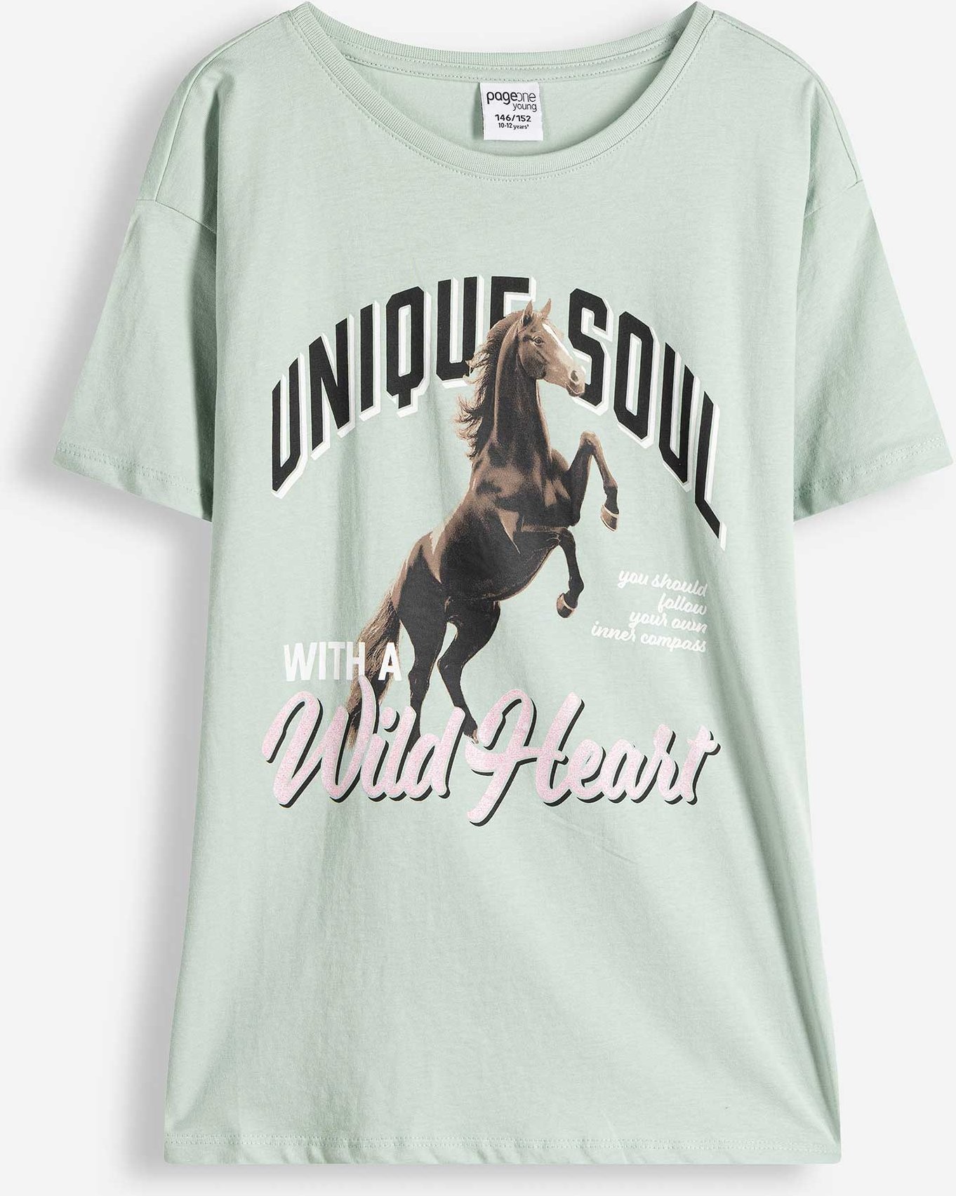 Thumbnail - T-Shirt - Glitzerprint - hellgrün