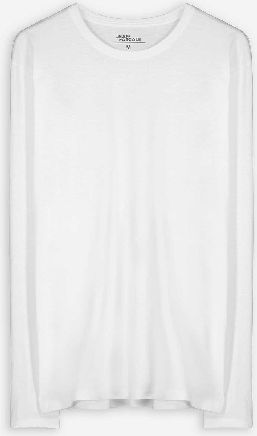 Langarmshirt - Rundhals-Ausschnitt - weiß