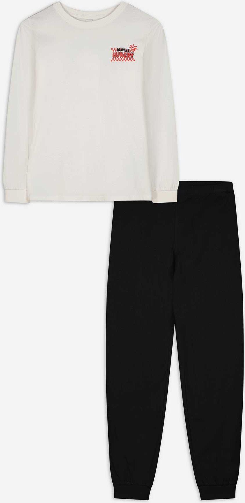 Thumbnail - Pyjama Set aus Langarmshirt und Hose - Rückenprint - weiß