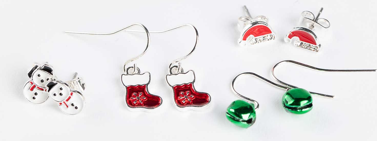 Ohrringe - 4er-Pack - silberfarben