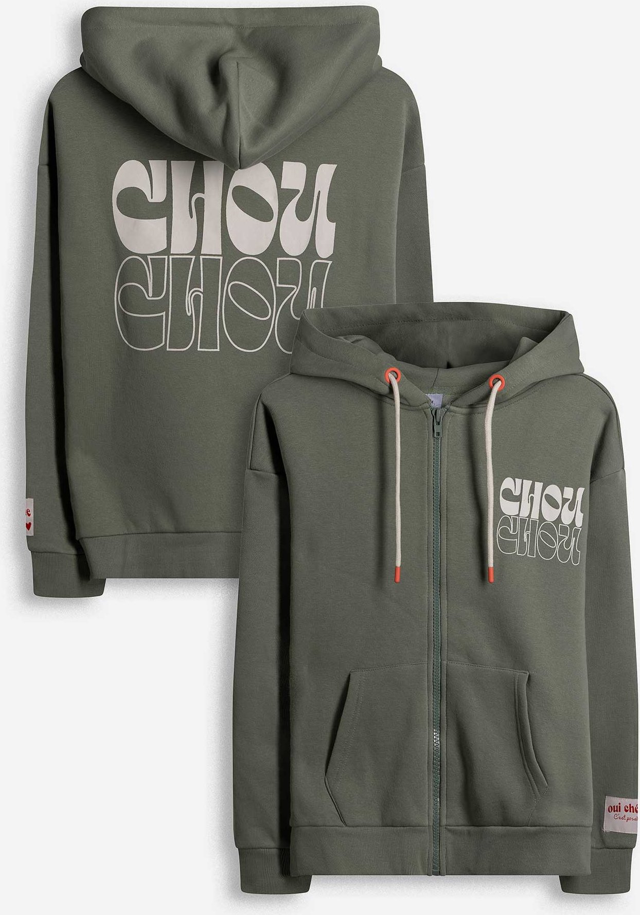 Sweatjacke - Print - grün