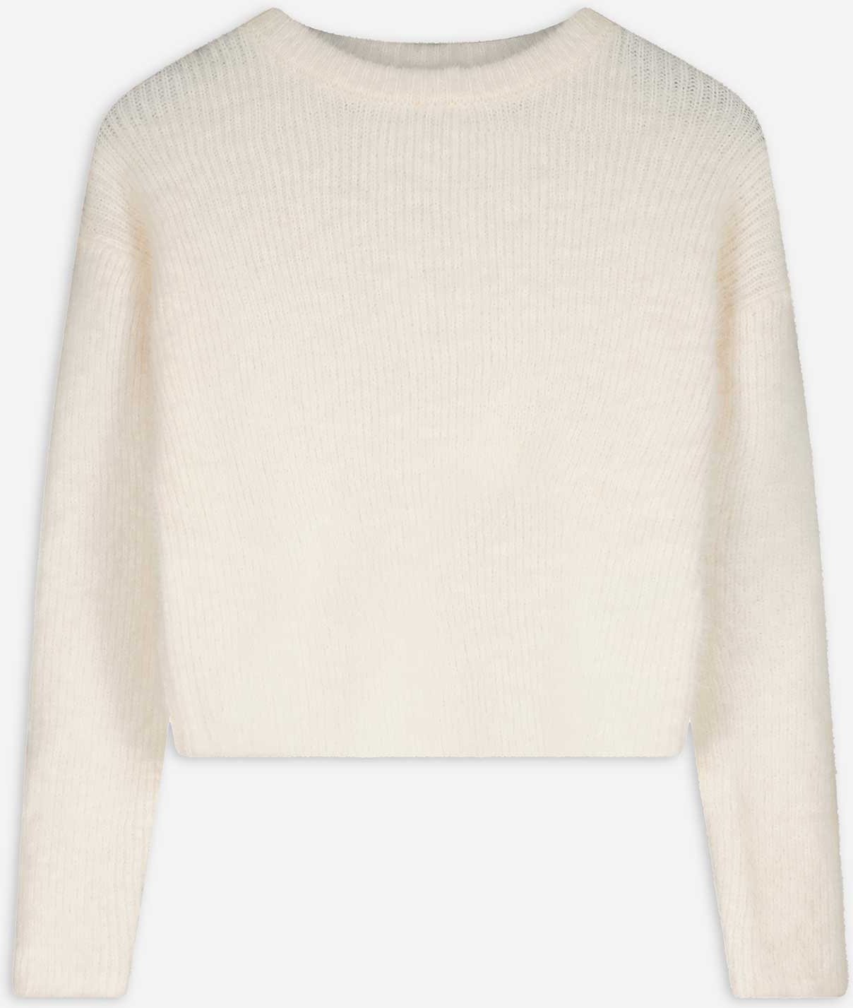 Langarmshirt - Strick - weiß