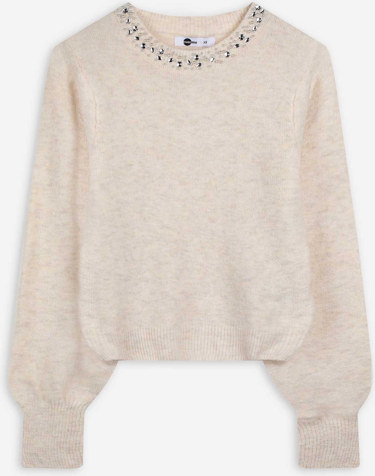 Strickpullover - Ziersteine - weiß