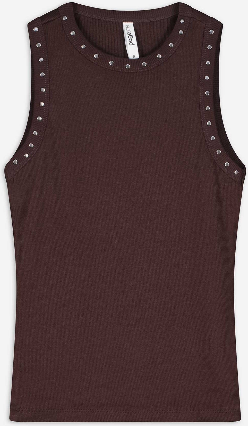 Top - Nietenbesatz - dunkelbraun