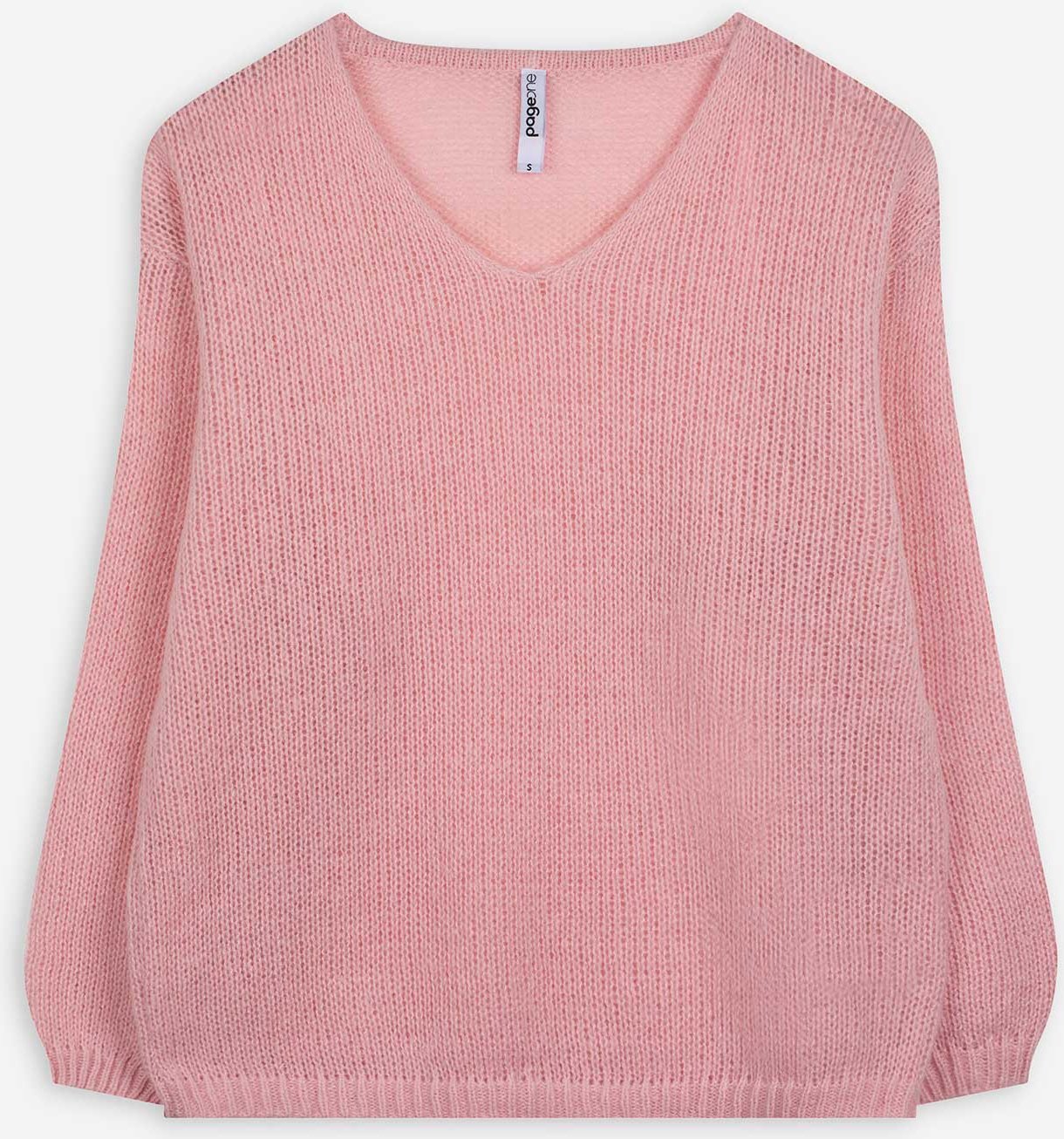 Strickpullover - V-Ausschnitt - rosa