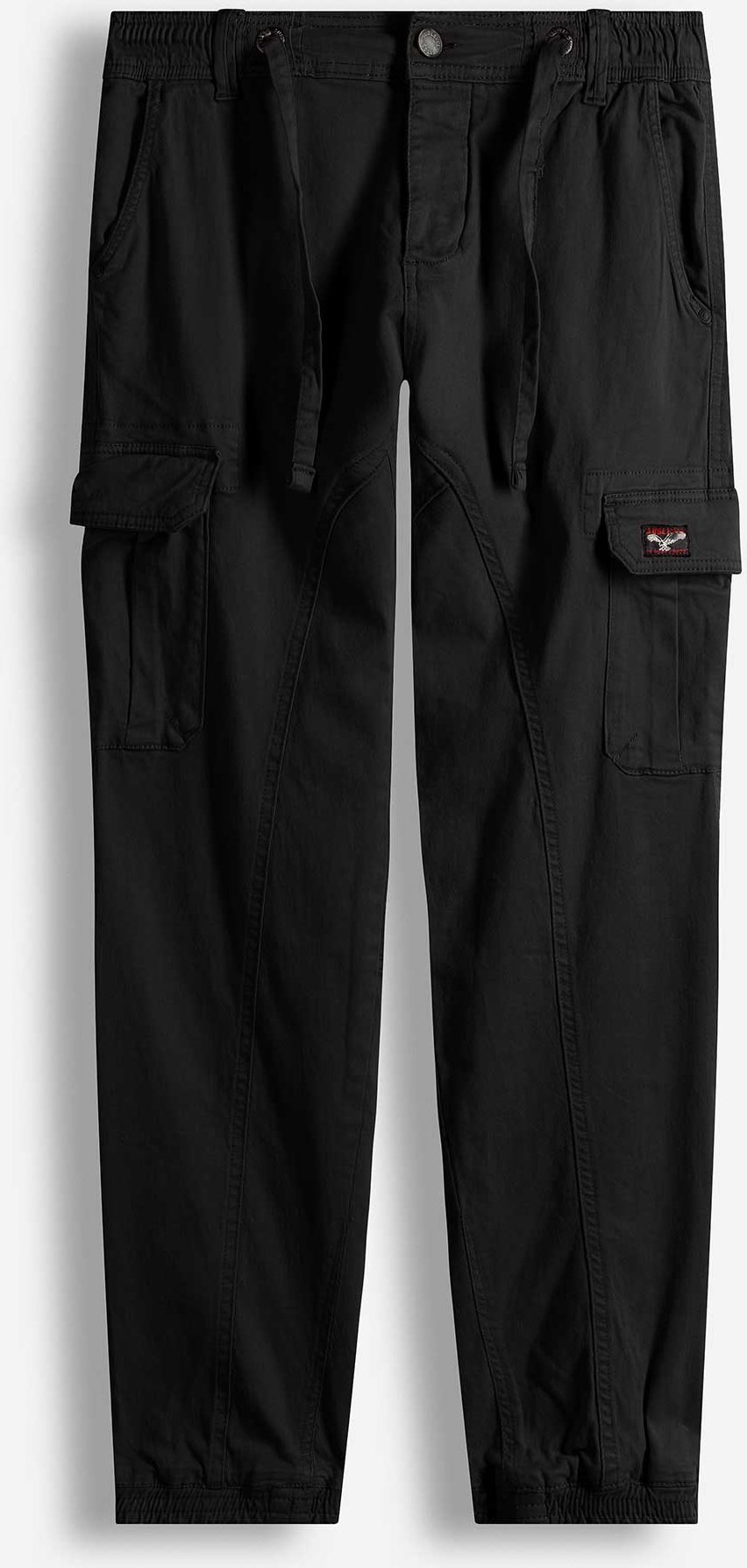 Cargohose - Knopf- und Reißverschluss - schwarz