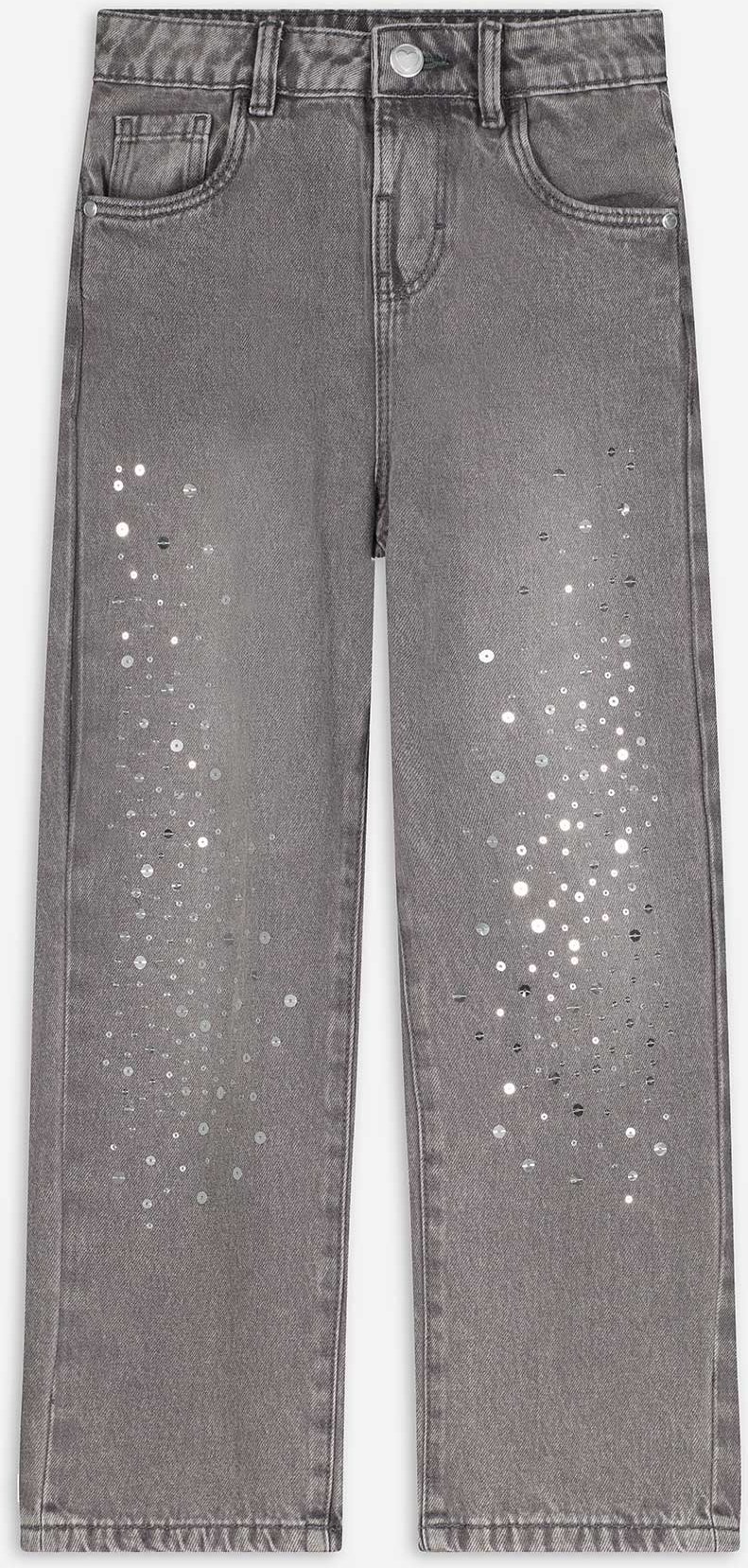 Jeans - Paillettenbesatz - grau