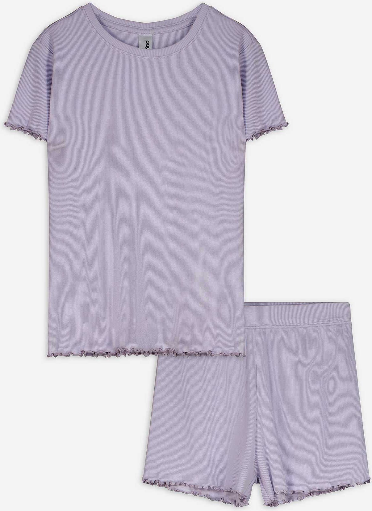 Pyjama Set aus Shirt und Shorts - einfarbig - lila