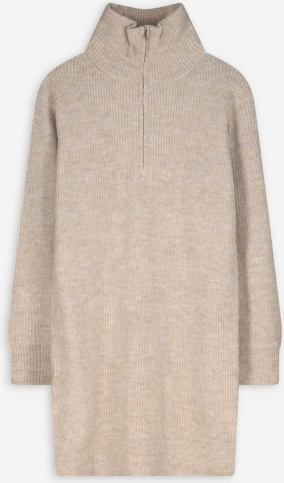 Kleid - Rollkragen - beige
