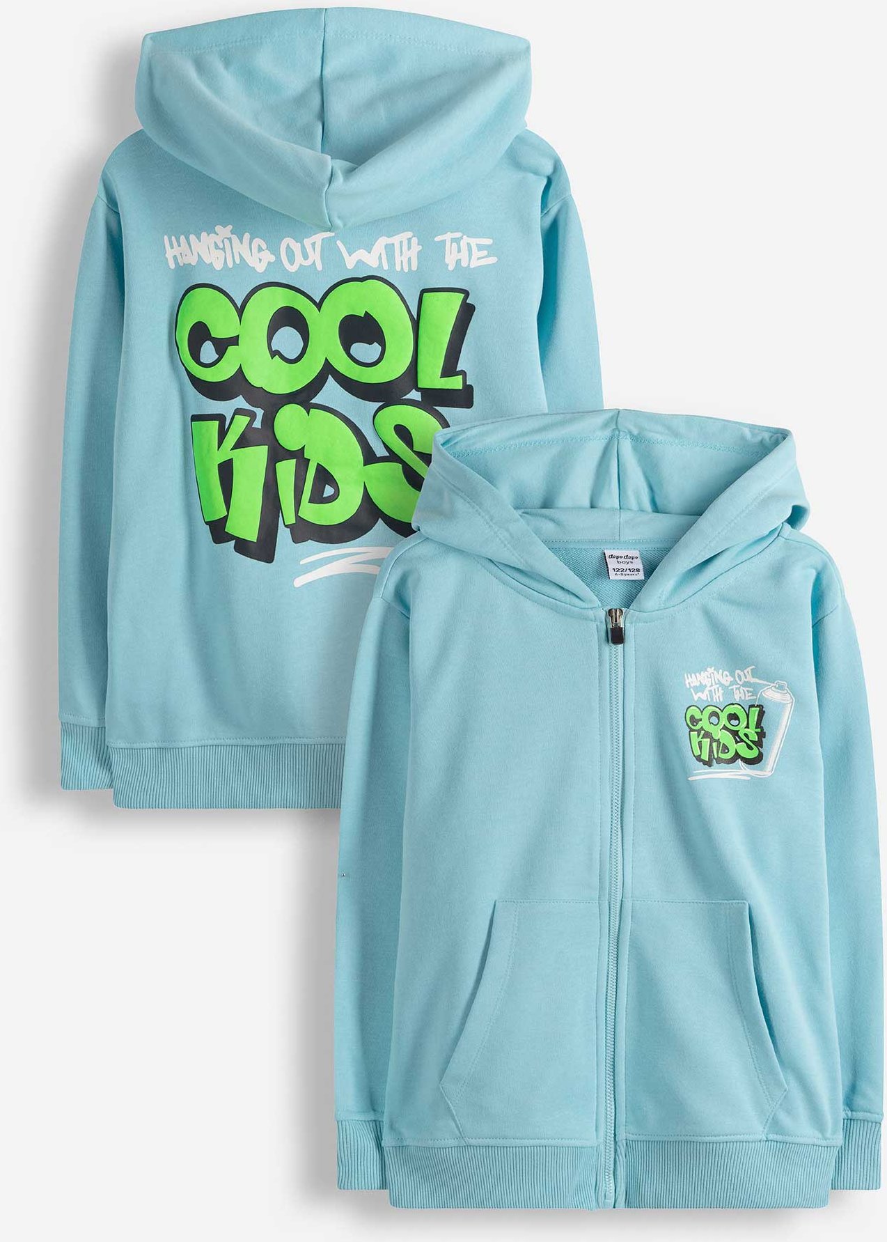 Sweatjacke - Rückenprint - hellblau