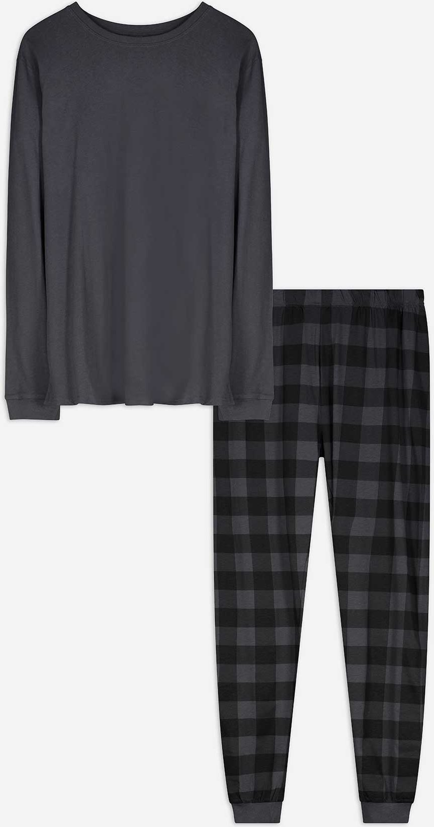 Thumbnail - Pyjama Set aus Shirt und Hose - Jersey - dunkelgrau