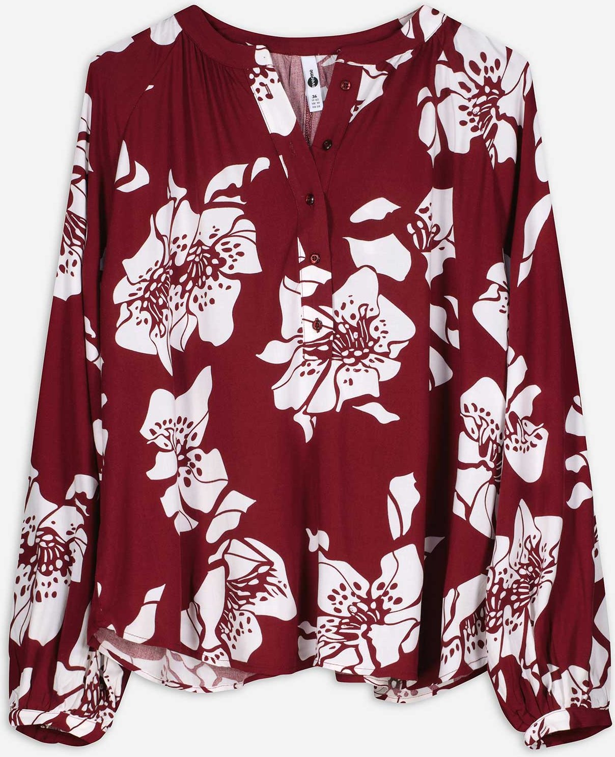 Thumbnail - Bluse - Florales Muster - dunkelrot