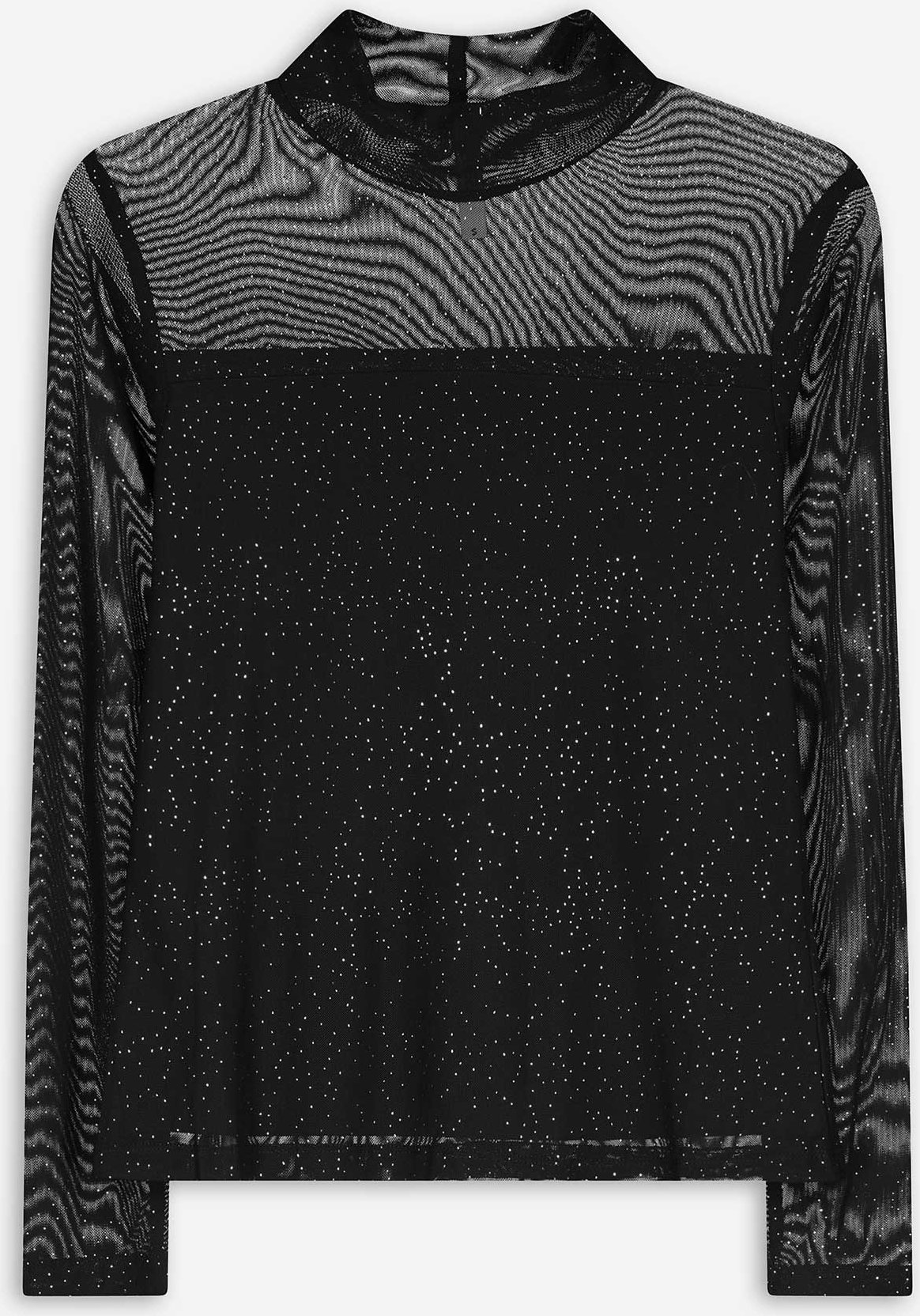 Langarmshirt - Glitzerstoff - schwarz