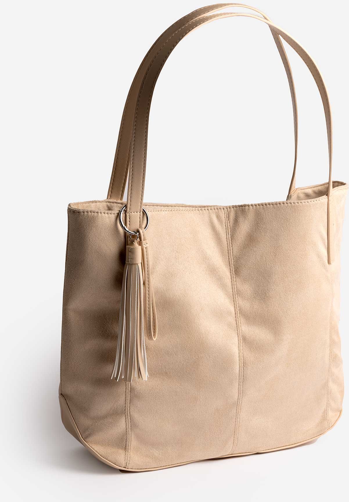 Tasche - Wildlederimitat - beige