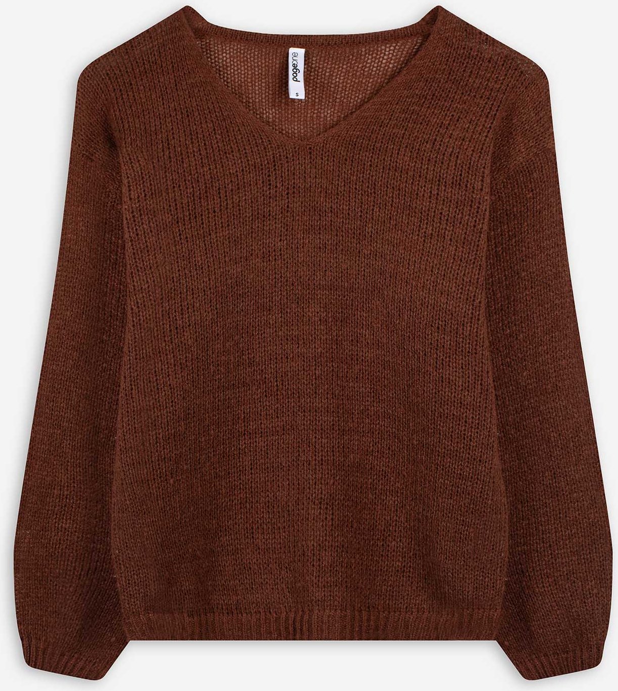 Strickpullover - V-Ausschnitt - braun