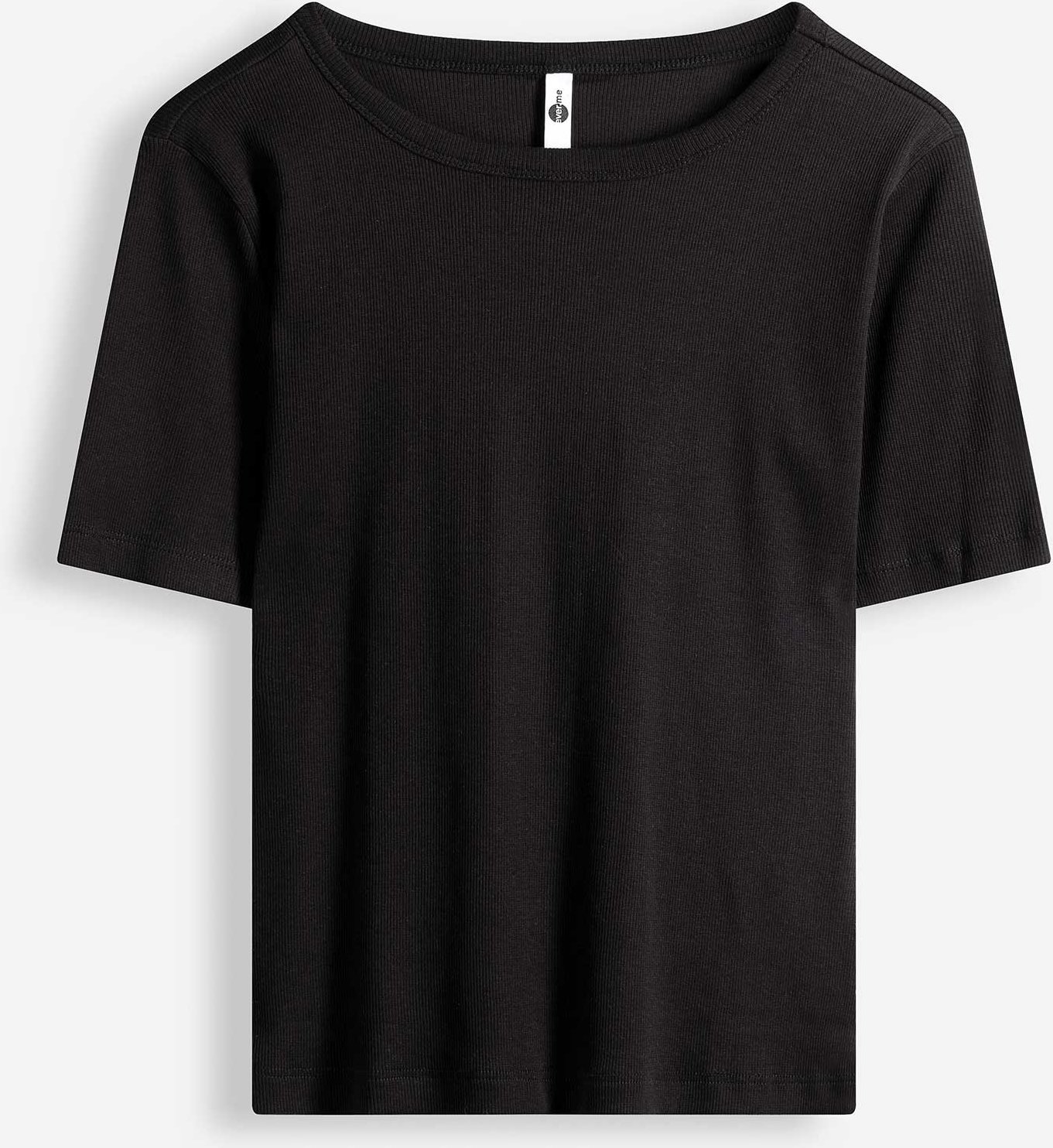 T-Shirt - Rippenstruktur - schwarz