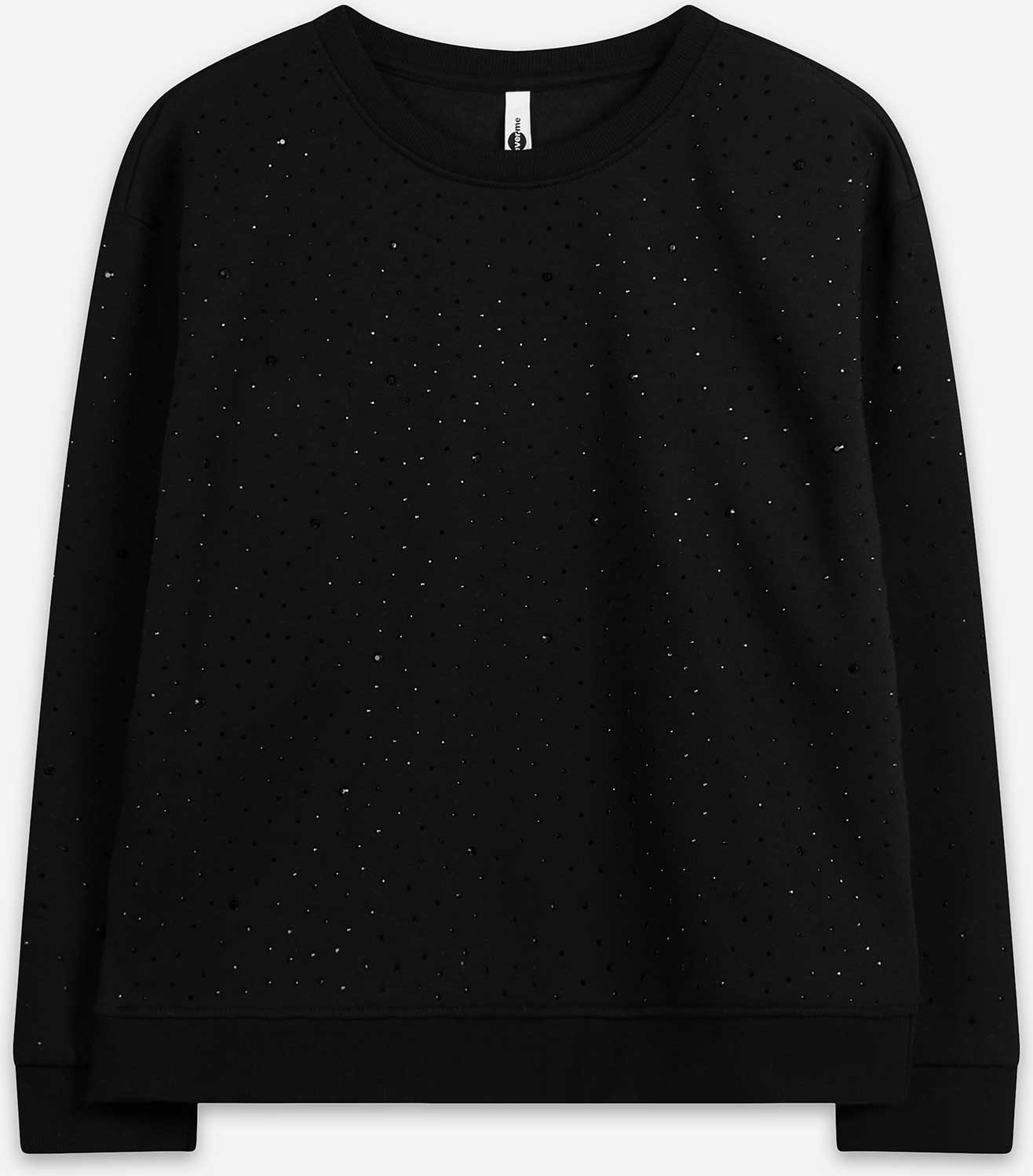 Sweatshirt - Ziersteine - schwarz