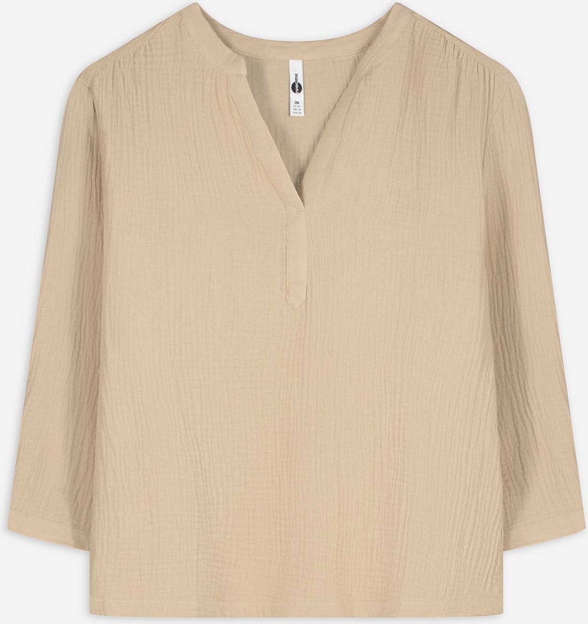 Bluse - V-Ausschnitt - hellbraun