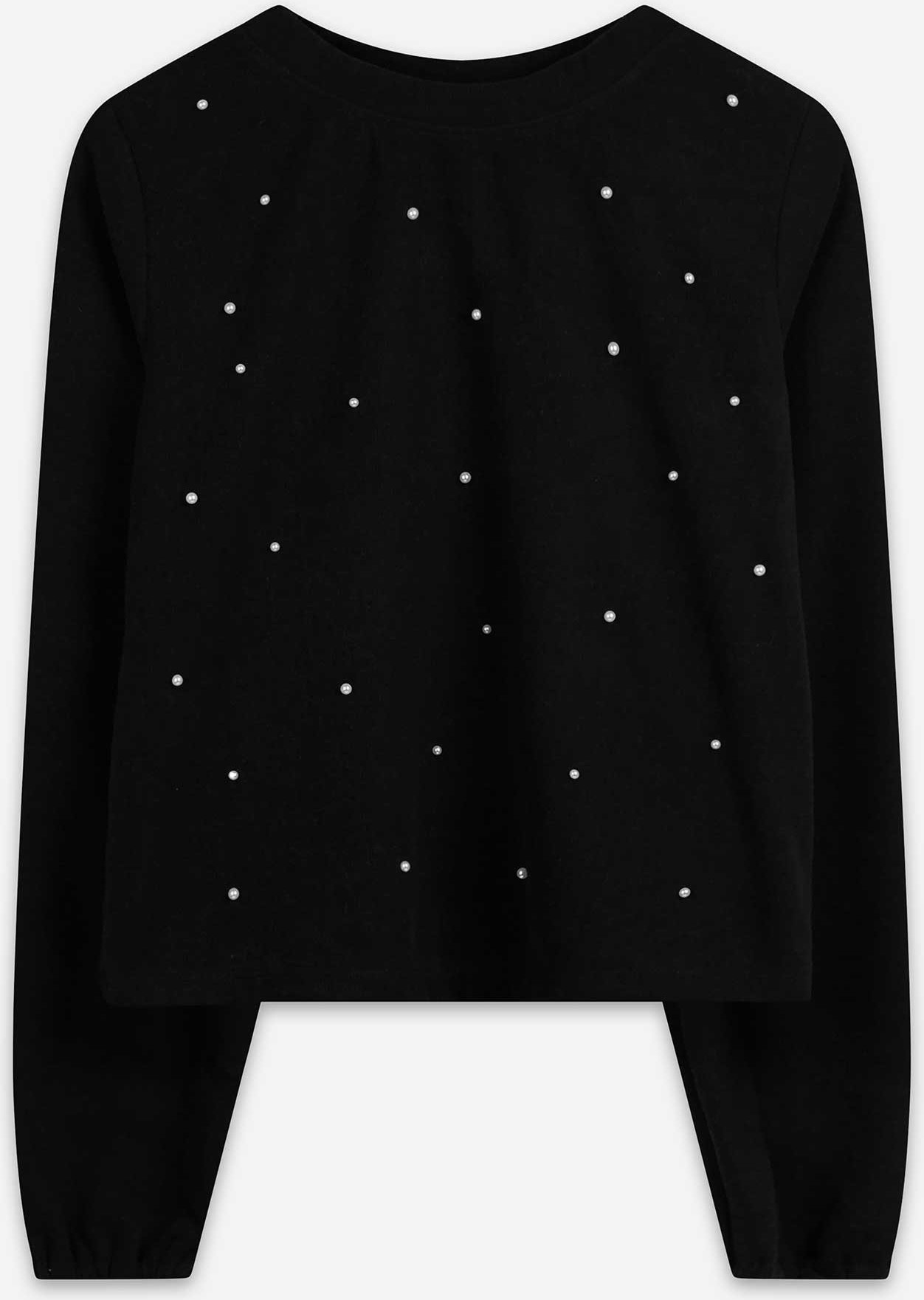 Shirt - Zierperlen - schwarz