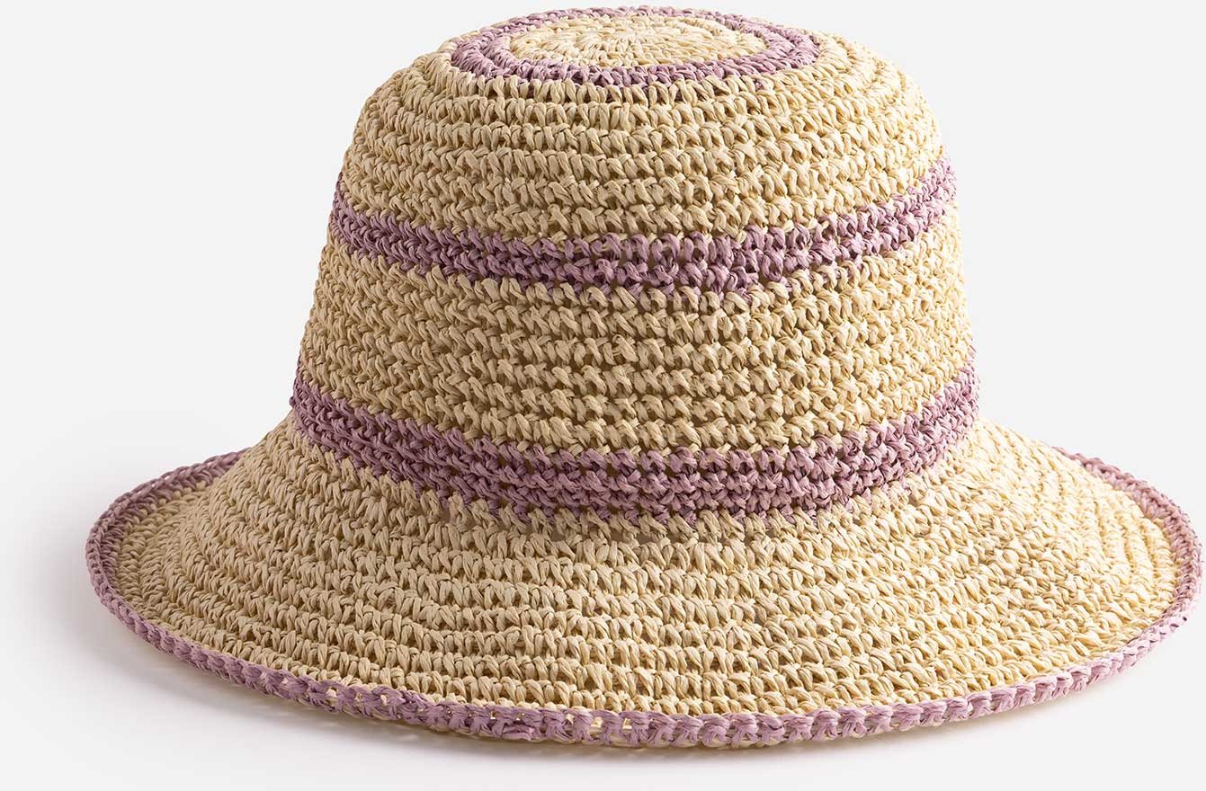 Strohhut - Streifen - beige