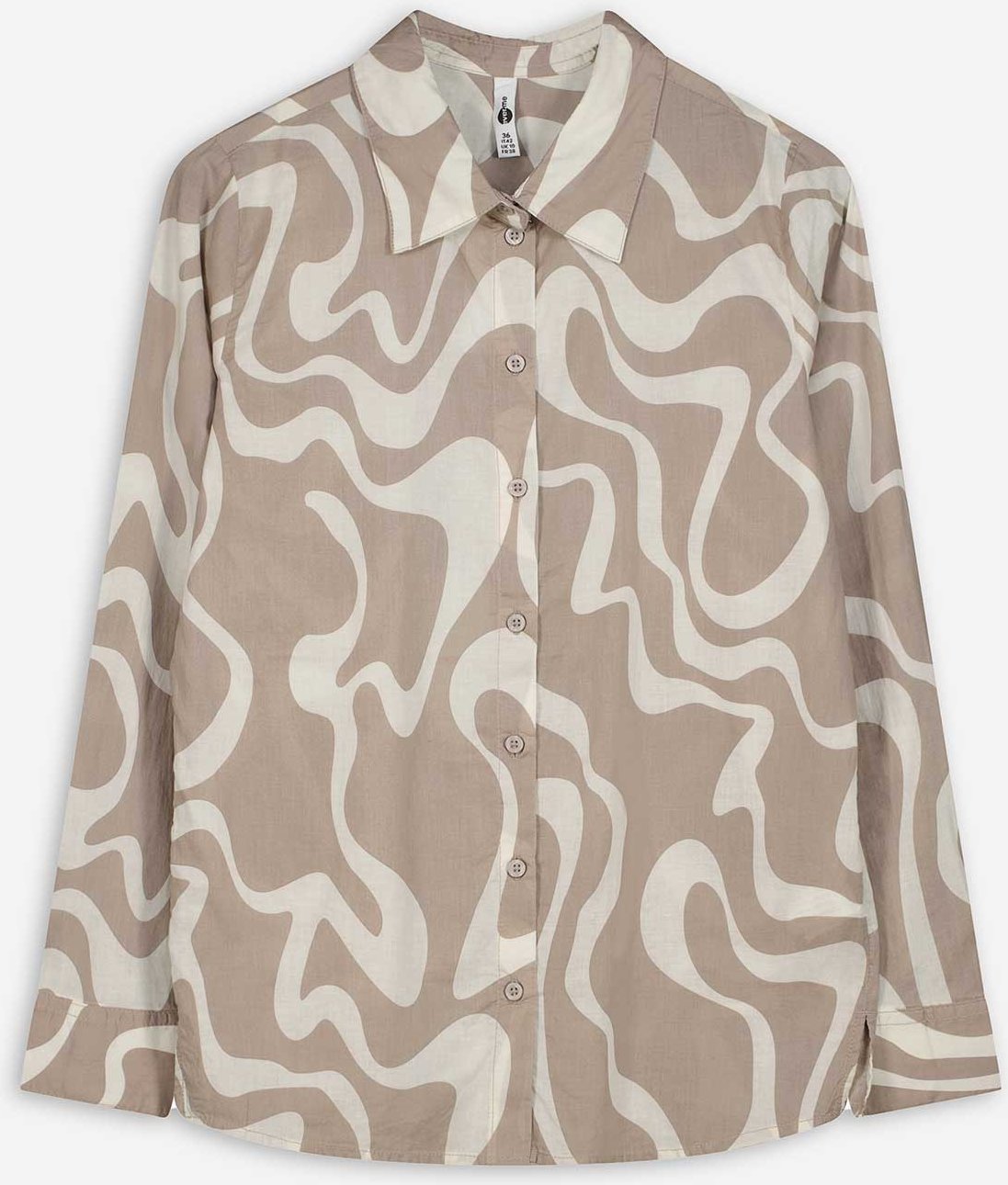 Bluse - Allover-Print - beige