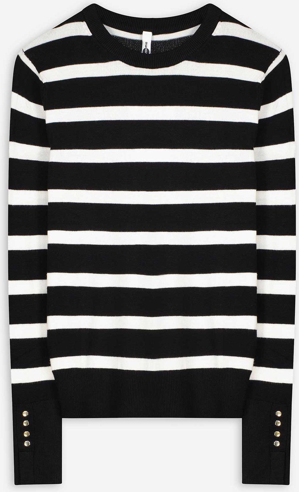 Strickpullover - Zierknöpfe - weiß