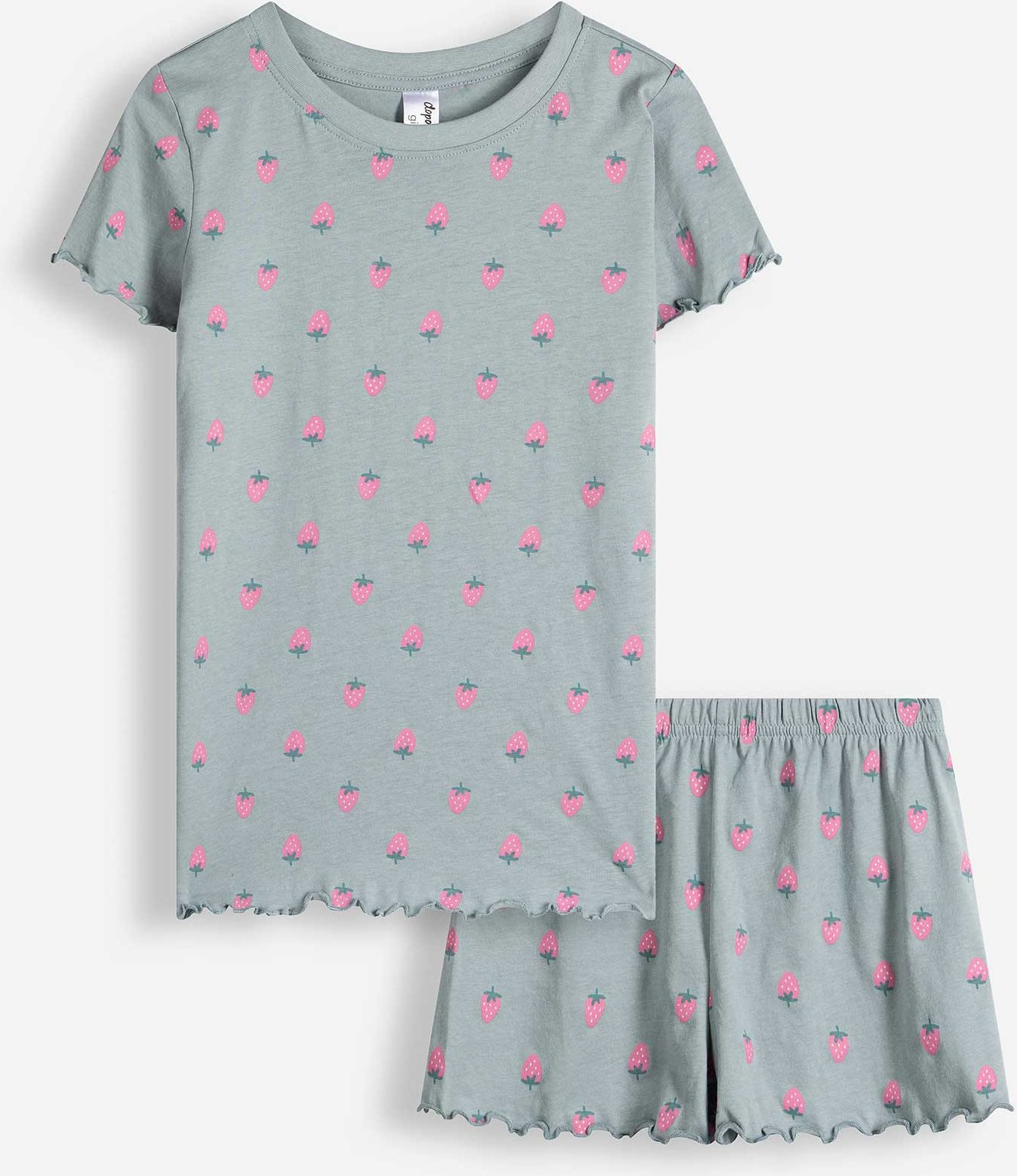 Pyjama Set aus Shirt und Shorts - Allover-Muster - hellblau