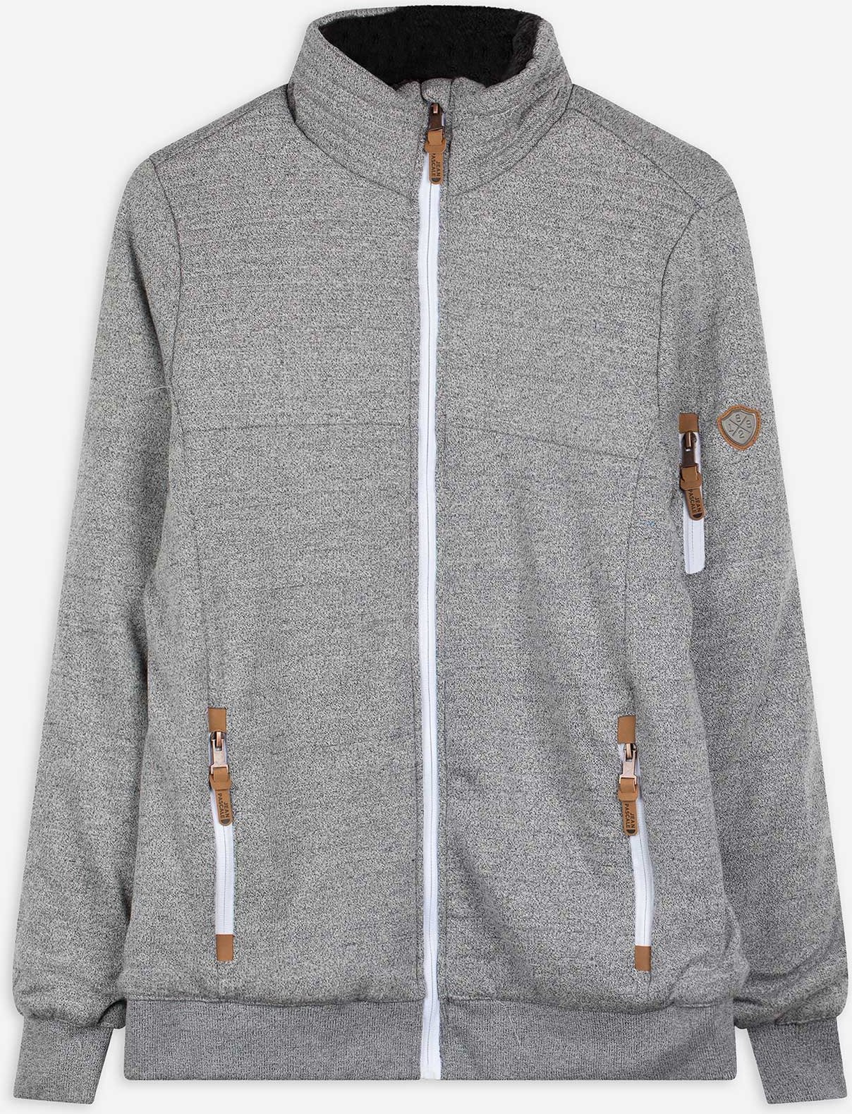 Sweatjacke - Stehkragen - weiß