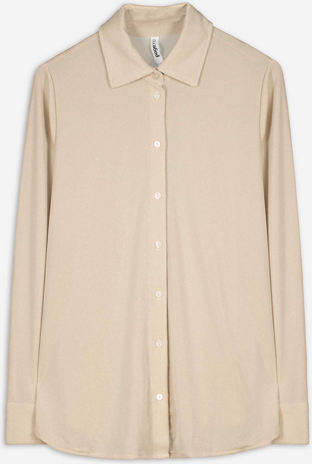 Hemdbluse - Lurex - beige