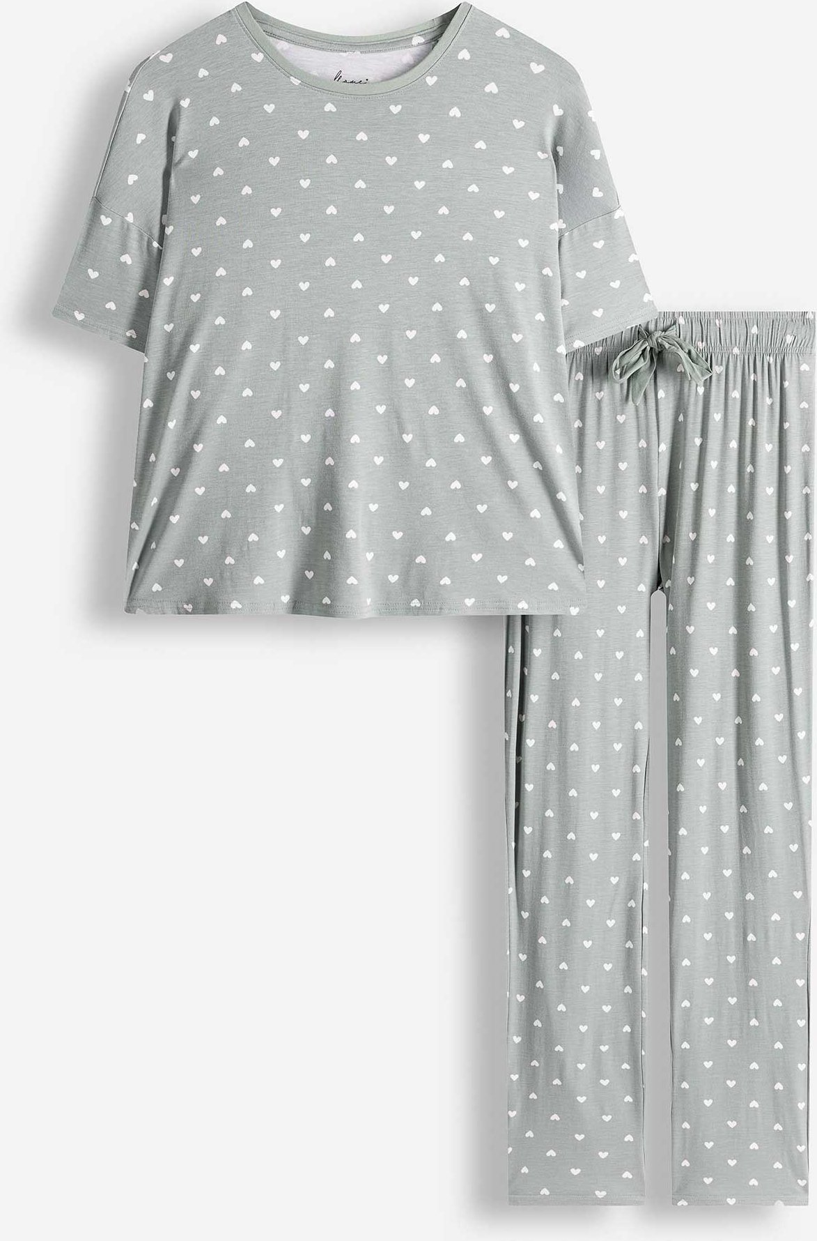 Pyjama Set aus Shirt und Hose - Viskose - türkis