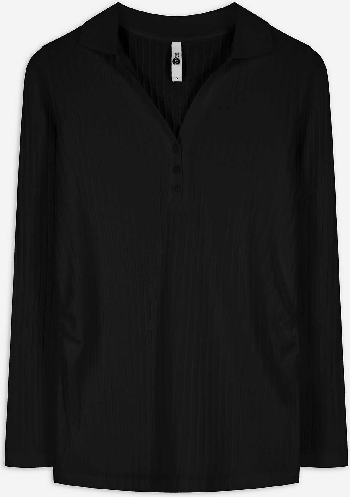 Umstandsshirt - Hemdkragen - schwarz