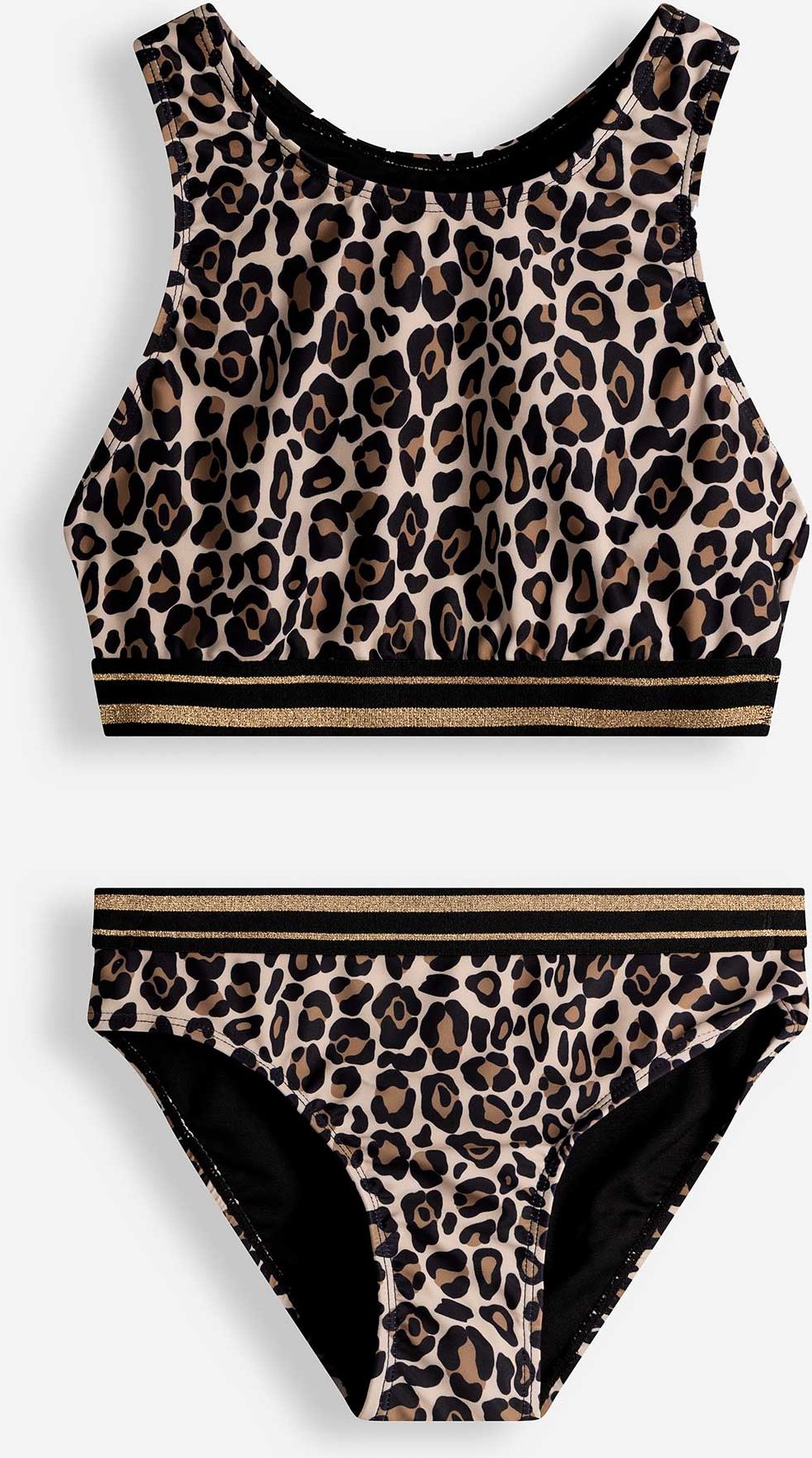 Set aus Bikinitop und Bikinislip - Leopardenmuster - beige