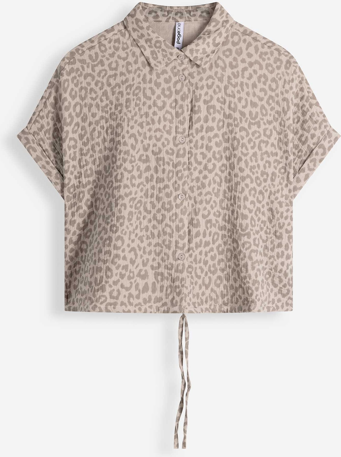 Hemdbluse - Allover-Print - beige