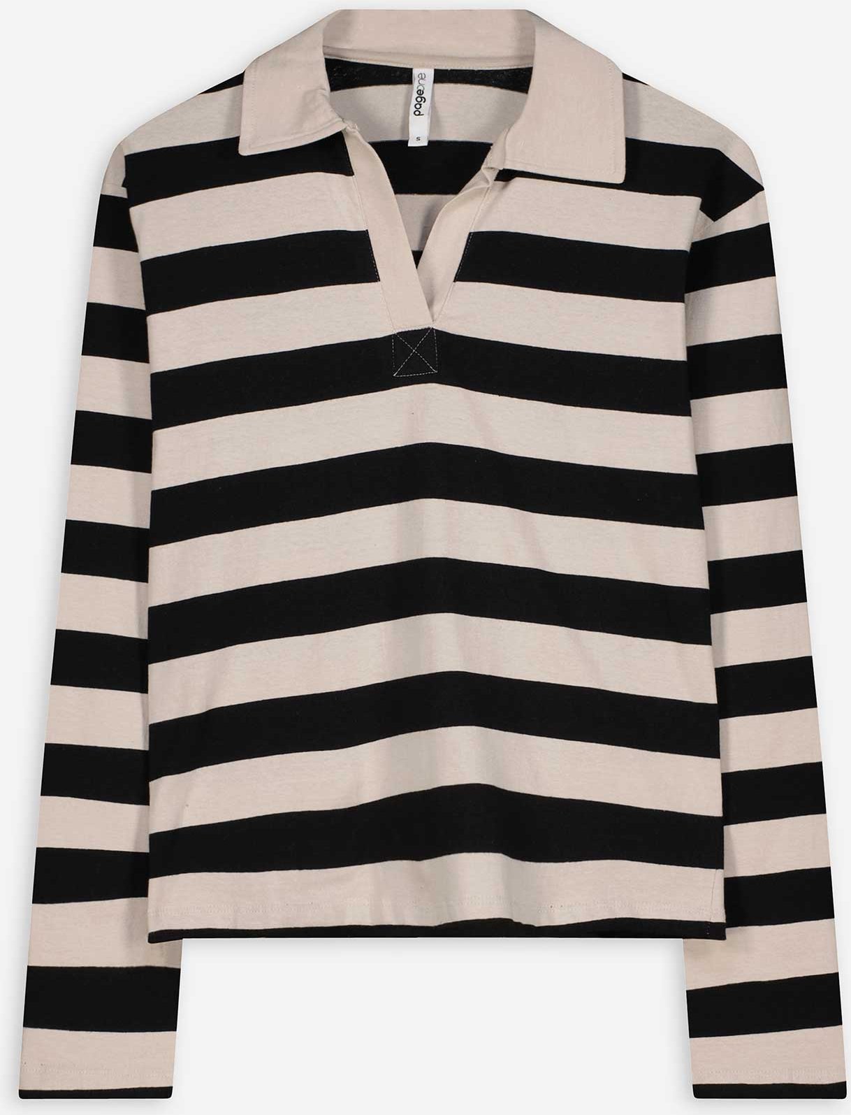 Thumbnail - Pololangarmshirt - Streifen - beige