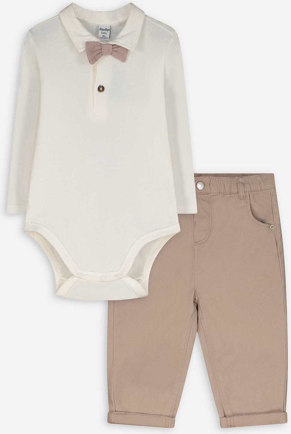 Set aus Body und Hose - Schleifenapplikation - weiß