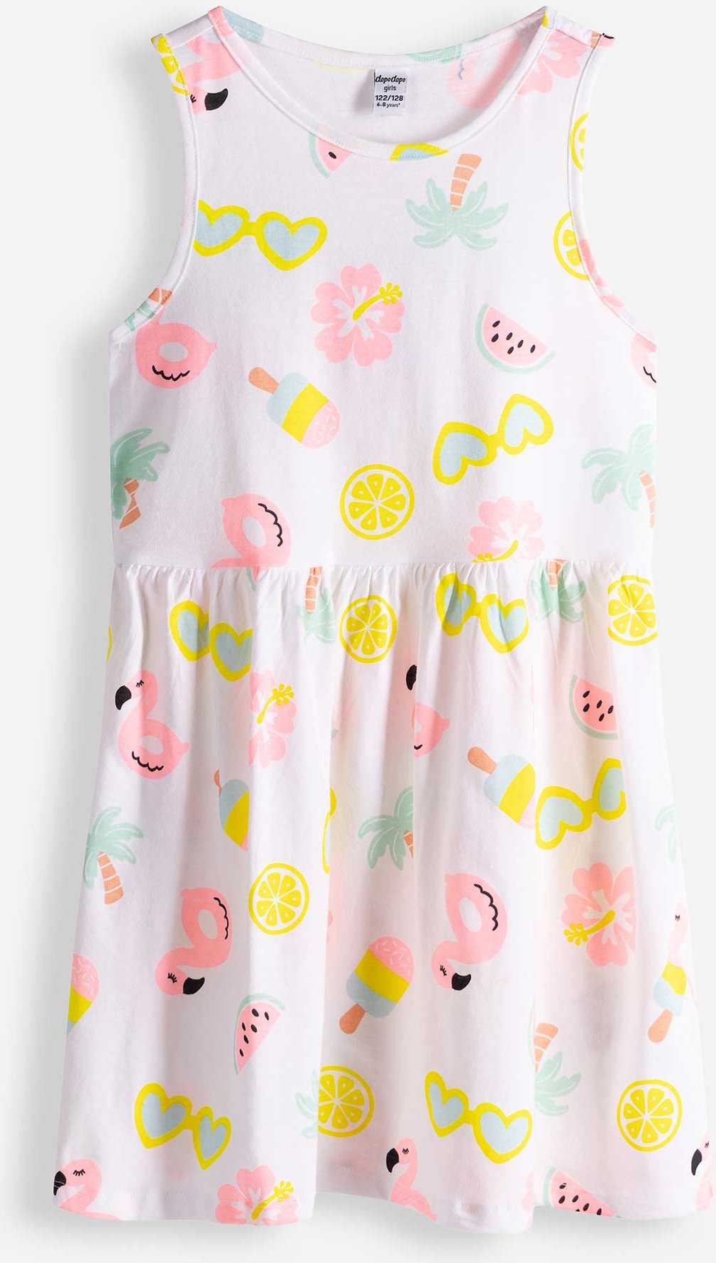 Kleid - Allover-Print - weiß