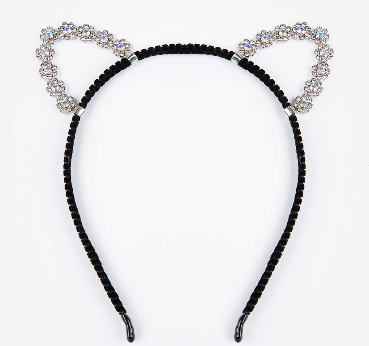 Haarreif - Glitzer Ohren - Ziersteine - silberfarben