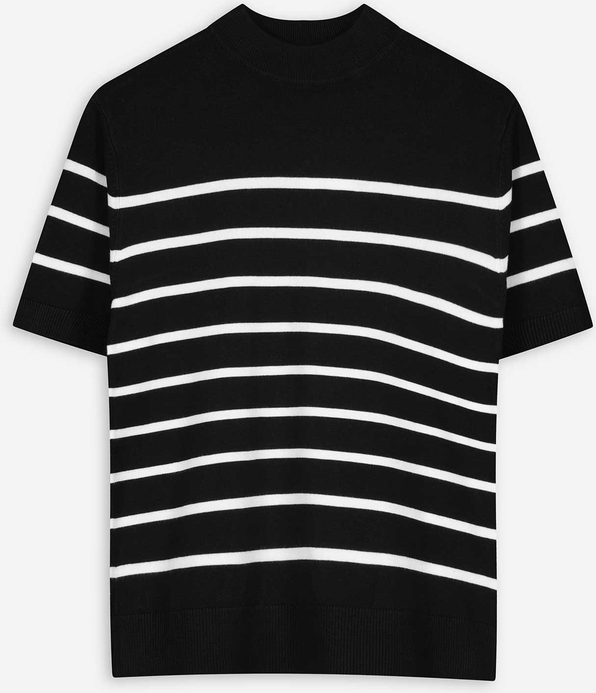 Strickshirt - Stehkragen - schwarz