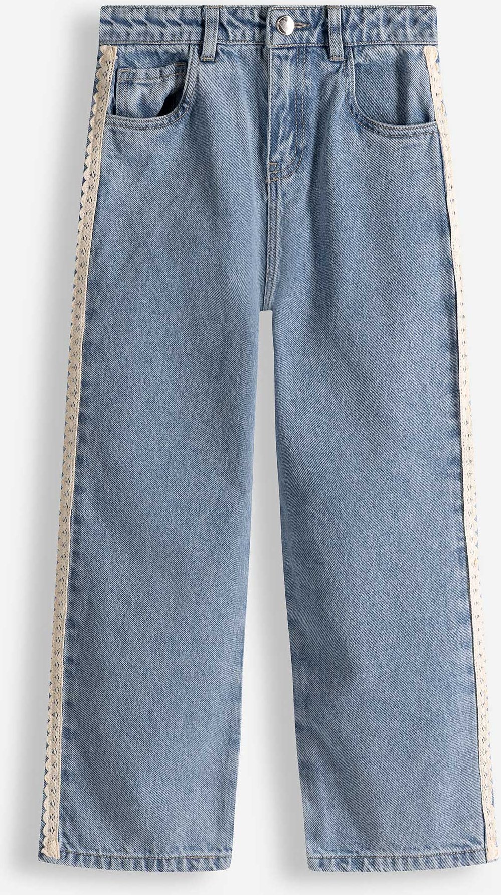 Jeans - Häkelspitze - hellblau