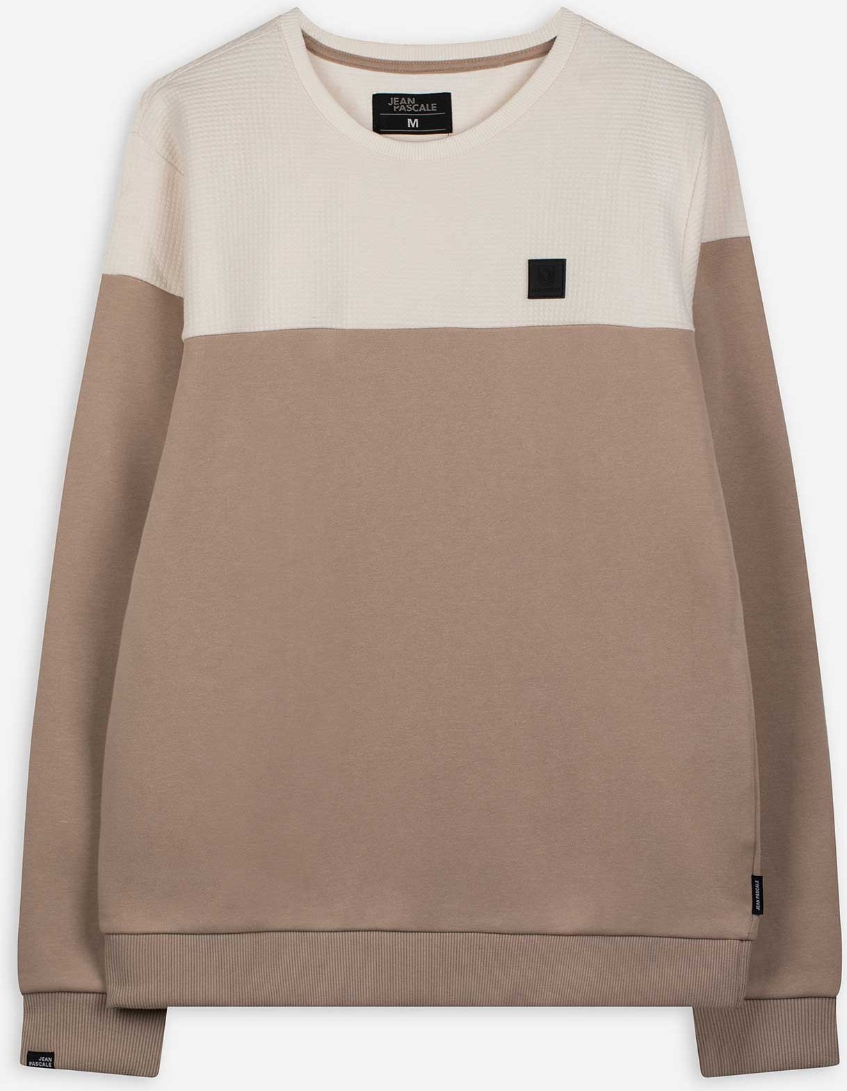 Sweatshirt - Color-Blocking - beige